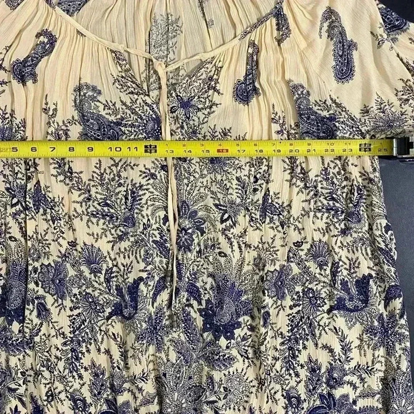 Love Stitch Floral Paisley Toile Peasant Dress Mini Tunic Casual Relaxed - Picture 9 of 12